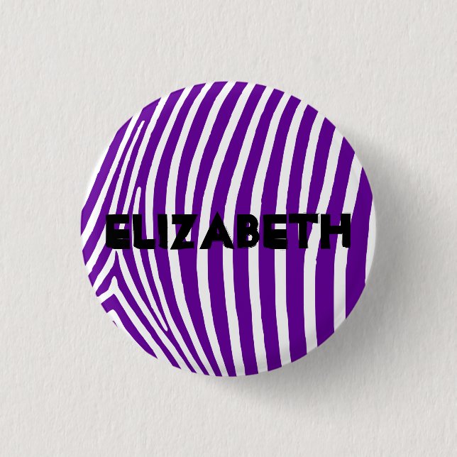 Personalized Violet Purple Zebra Stripes Pinback Button (Front)