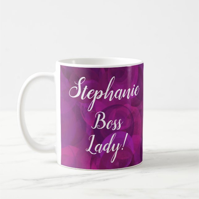 Personalized Violet Rose Boss Lady Office Coffee Mug (Left)