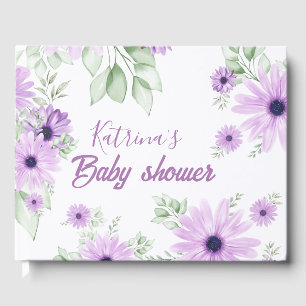 Personalized Violet Watercolor Baby Shower Guest  Guest Book
