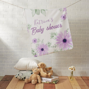 Personalized Violet Watercolor Flowers Baby Shower Blanket