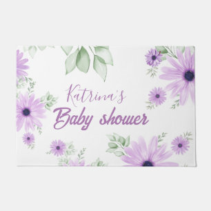 Personalized Violet Watercolor Flowers Baby Shower Doormat