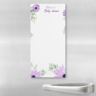 Personalized Violet Watercolor Flowers Baby Shower Magnetic Notepad