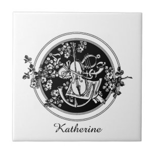 Personalized violin ceramic tile