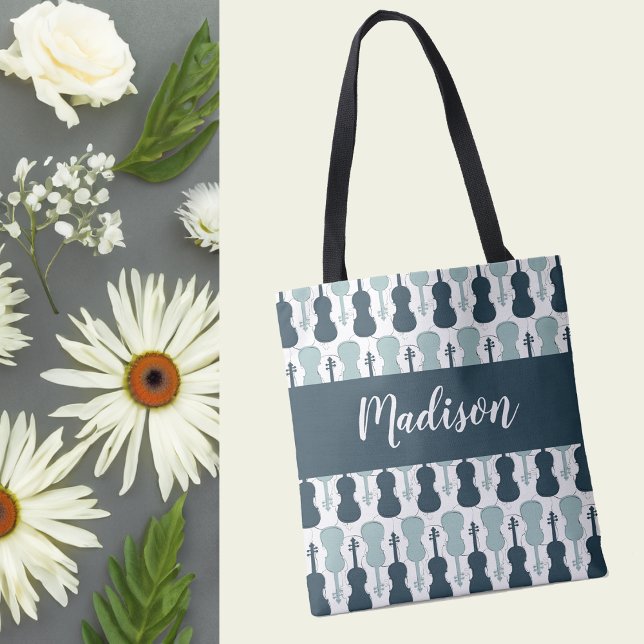Personalized Violin or Viola Instrument Music Gift Tote Bag (Personalized violin or viola tote bag.)