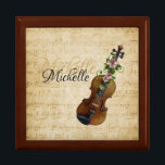 Personalized Violin Vintage Music Gift Box<br><div class="desc">Personalized Violin Vintage Music gift box has an elegant violin adorned with a vine of flowers. Personalize with a name.  Check out our collection on this page to find the matching necklace to make this a beautiful and one of a kind gift she will love and cherish.</div>