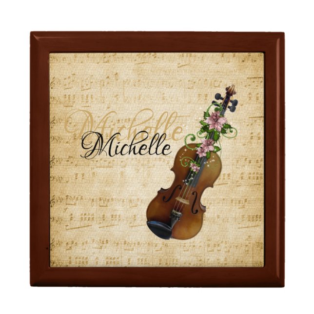 Personalized Violin Vintage Music Gift Box (Front)