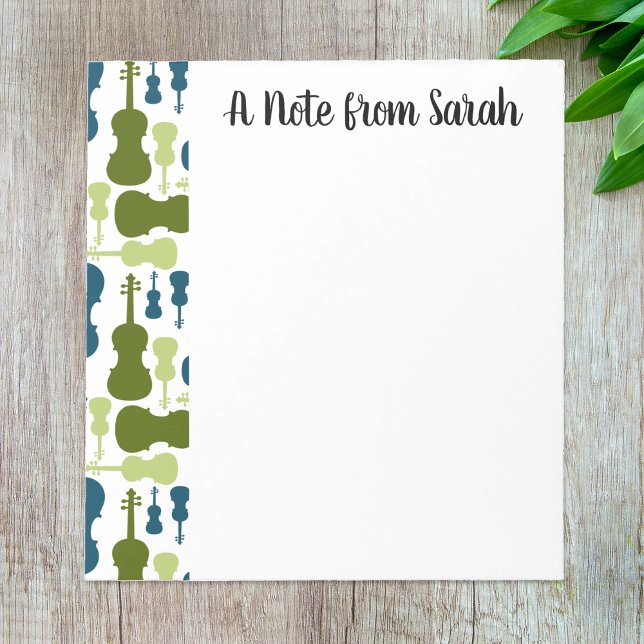 Personalized Violin Viola Player Gift Orchestra Notepad (Personalized name notepad with a violin or viola theme.)