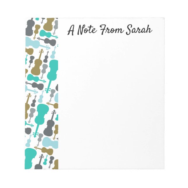 Personalized Violin Viola String Instrument Gift Notepad (Front)