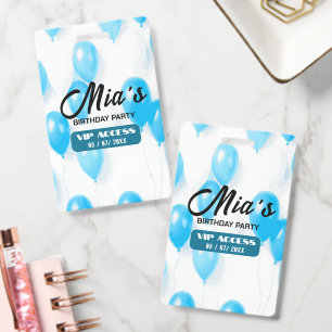 Personalized VIP Birthday Party Access Blue Badge