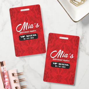 Personalized VIP Birthday Party Access Red Badge