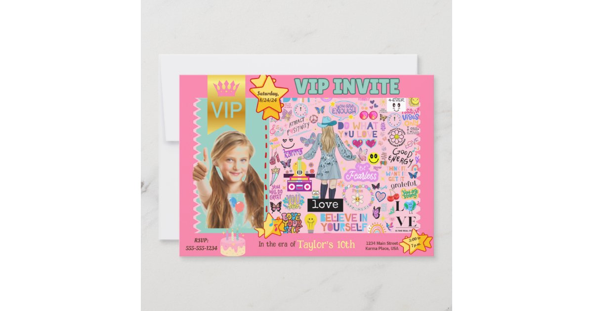PERSONALIZED VIP PHOTO INVITATION FOR GIRLS | Zazzle