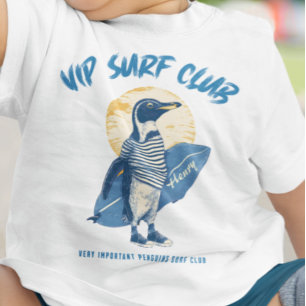 Personalized VIP Surf Club Penguin Custom Name Tee