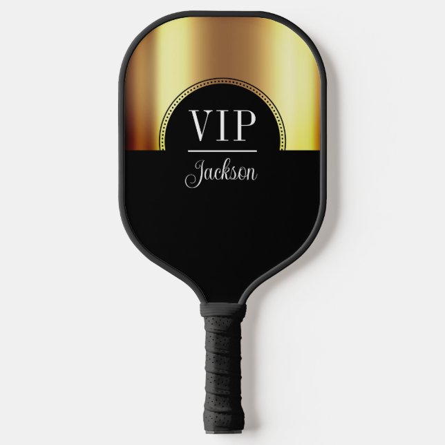 Personalized VIP Your Name Gold Black Pickleball Paddle (Front)