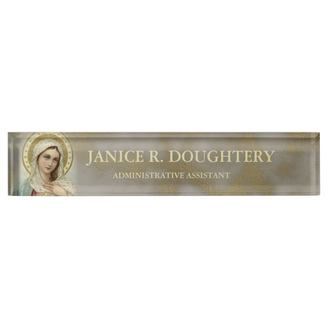 Personalized Virgin Mary Marble Name Plate (Front)