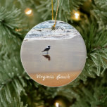 Personalized Virginia Beach ~ Seagull, Sand, Ocean Ceramic Ornament at Zazzle