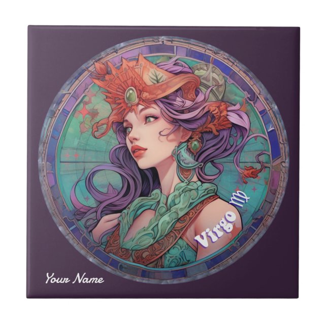 Personalized Virgo Zodiac  Ceramic Tile (Front)