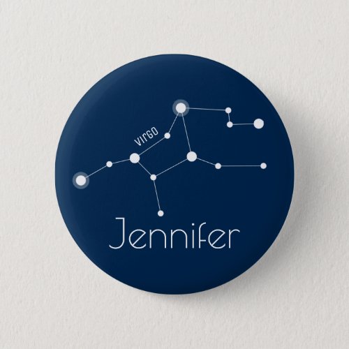 Personalized Virgo Zodiac Constellation Pinback Button