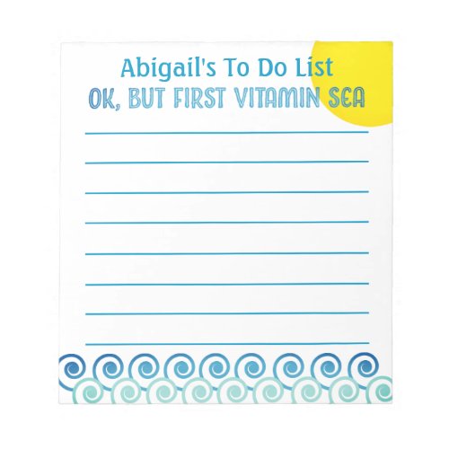 Personalized Vitamin Sea To Do List Notepad