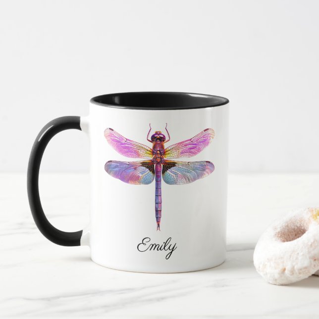 Personalized Vivid Dragonfly Mug (With Donut)