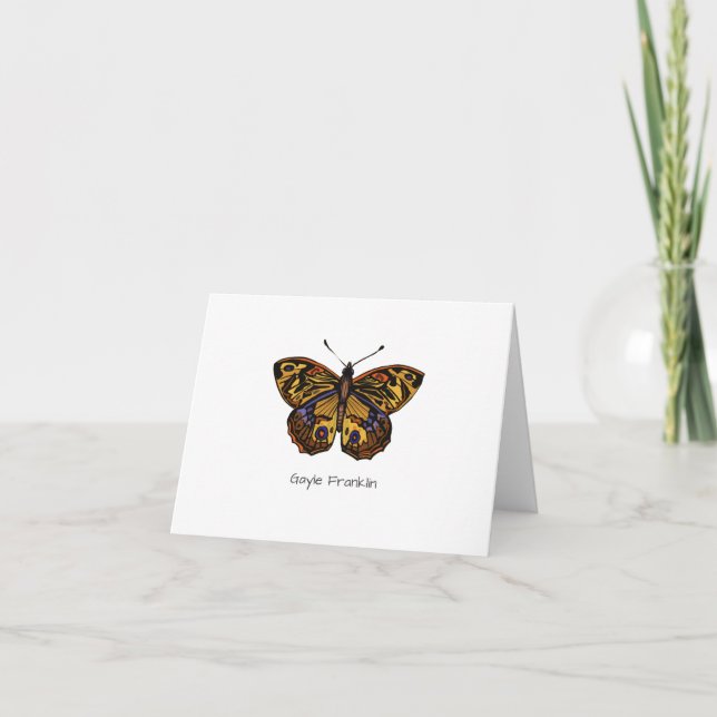 Personalized Vivid Gold Butterfly Card (Front)