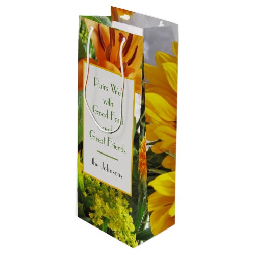 Personalized Vivid Sunflower Print Wine Gift Bag