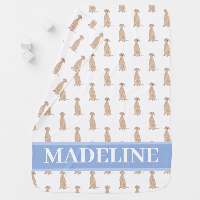 Personalized Vizsla Baby Blanket Blue & White (In Situ)