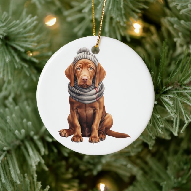 Personalized Vizsla Dog Ceramic Ornament (Tree)
