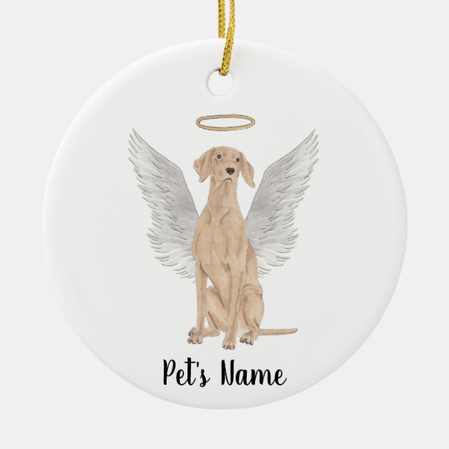 Personalized Vizsla Sympathy Memorial Ceramic Ornament (Front)