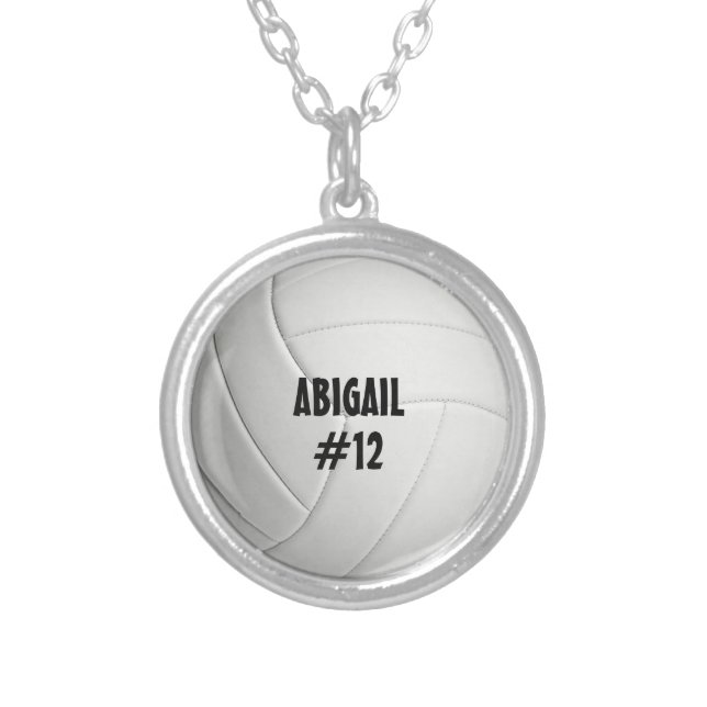 Personalized Volleybal Silver Plated Necklace (Front)
