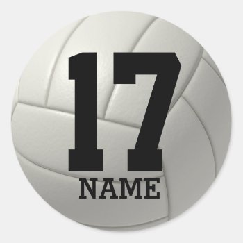 Personalized Volleyball (add Your Name And Number) Classic Round Sticker by AV_Designs at Zazzle