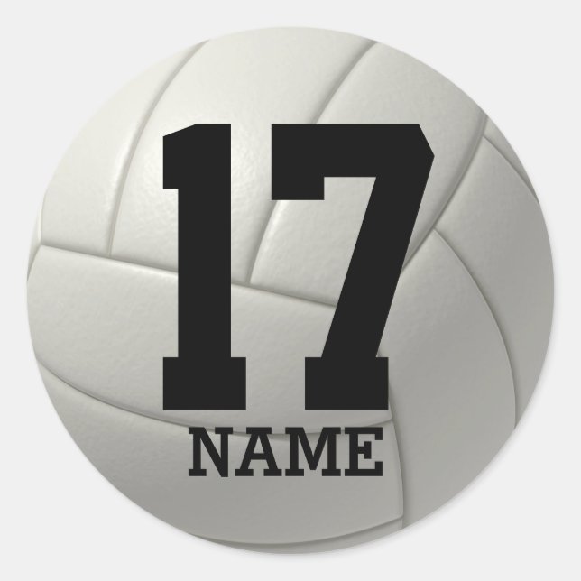 Personalized Volleyball (add your name and number) Classic Round Sticker (Front)