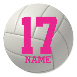 Personalized Volleyball (add your name and number) Classic Round Sticker