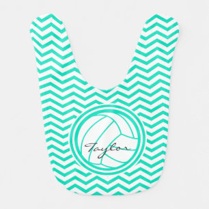 Personalized Volleyball; Aqua Green Chevron Bib