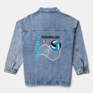 Personalized Volleyball - Baby Blue Denim Jacket