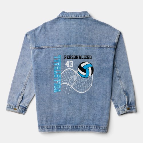 Personalized Volleyball _ Baby Blue Denim Jacket