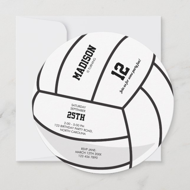 Personalized Volleyball Ball Birthday Party Invitation (Front)