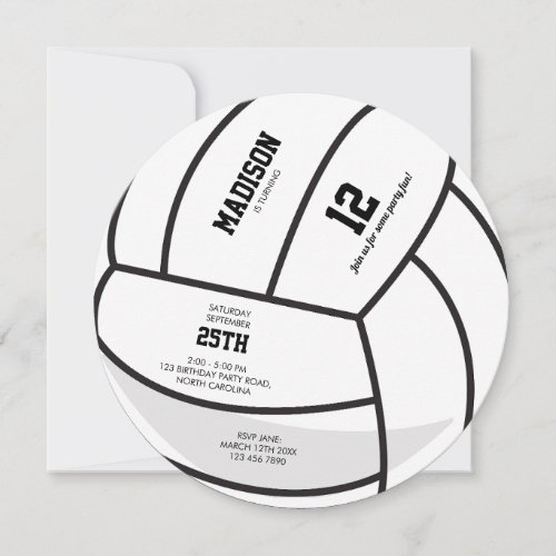 Personalized Volleyball Ball Birthday Party Invitation