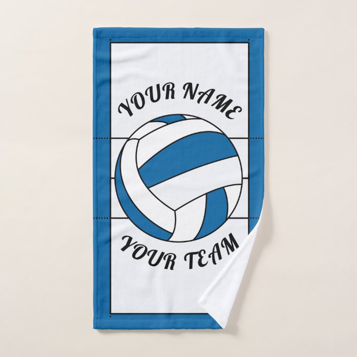 Personalized Volleyball Ball Blue & White Sports Hand Towel | Zazzle.com