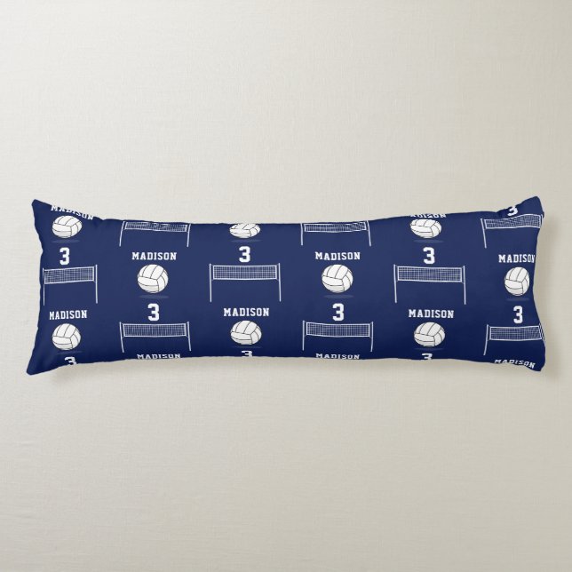 Personalized Volleyball Ball & Net Pattern Body Pillow (Front)