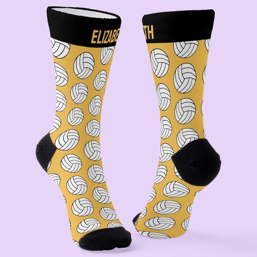 Personalized Volleyball Ball Print and Custom Name Socks