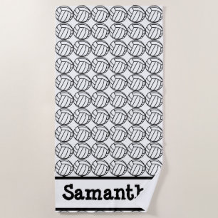 Personalized Volleyball Black Beach Towel