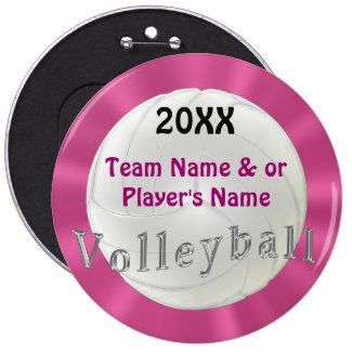 Personalized Volleyball Buttons YEAR, TEAM NAME