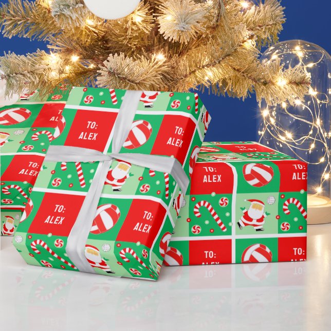 Personalized Volleyball Christmas Wrapping Paper (Holidays)