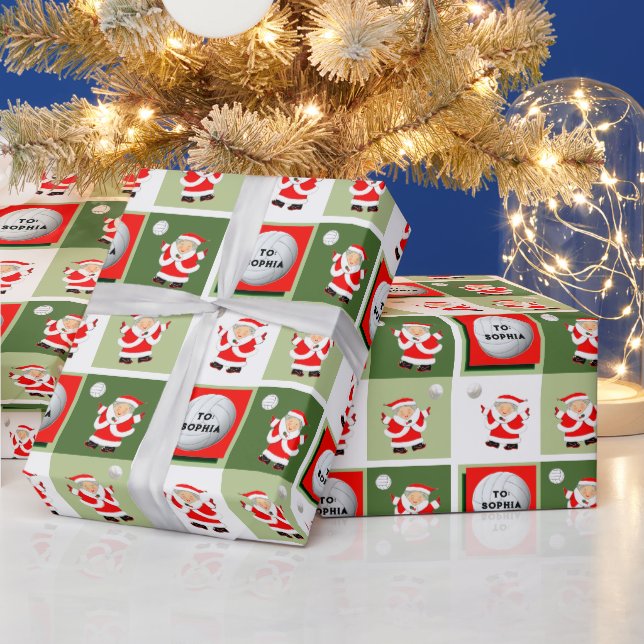 Personalized Volleyball Christmas Wrapping Paper (Holidays)