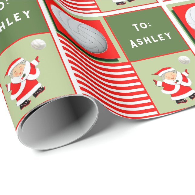Personalized Volleyball Christmas Wrapping Paper (Roll Corner)