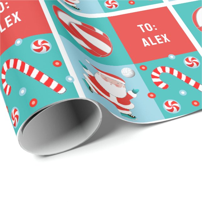 Personalized Volleyball Christmas Wrapping Paper (Roll Corner)