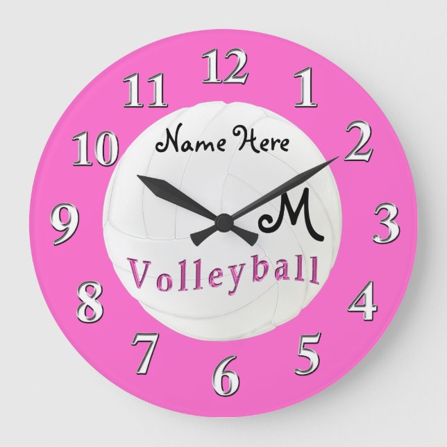 Personalized Volleyball Clock NAME and MONOGRAM (Front)