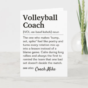 Personalized Volleyball Coach Definition Thank You Card