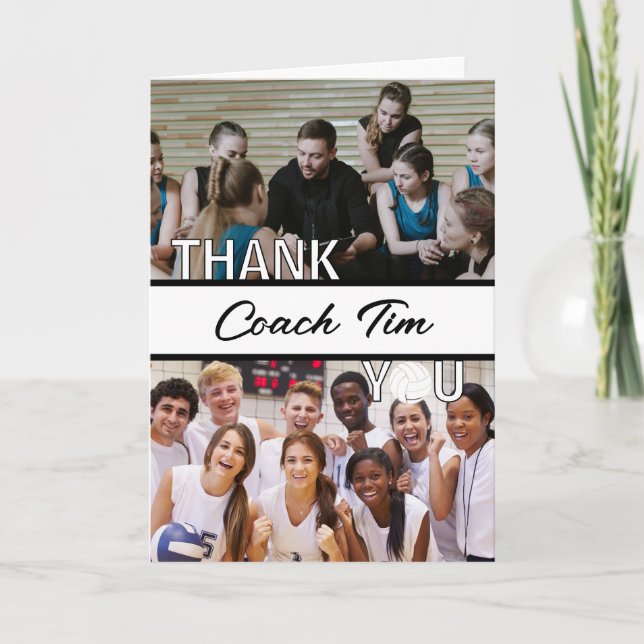 Personalized Volleyball Coach Picture Thank You Card (Front)