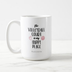 personalized volleyball court happy place coffee mug